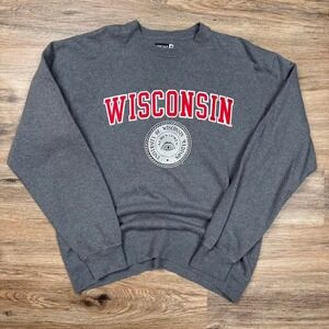 grey university of Wisconsin 90s crewneck college sweatshirt